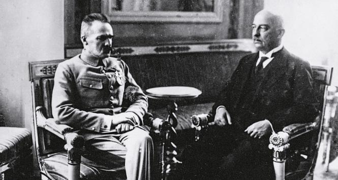 Marszałek Józef Piłsudski i przyszły pierwszy prezydent RP Gabriel Narutowicz, Warszawa, grudzień 1922 r.