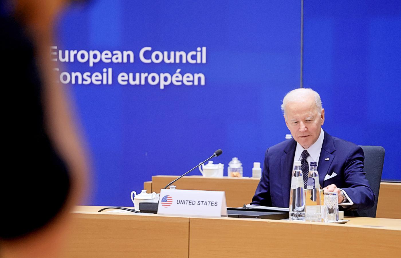 Prezydent USA Joe Biden bierze udział w dwudniowym szczycie UE poświęconym rosyjskiej agresji na Ukrainę. 24–25 marca 2022 r.