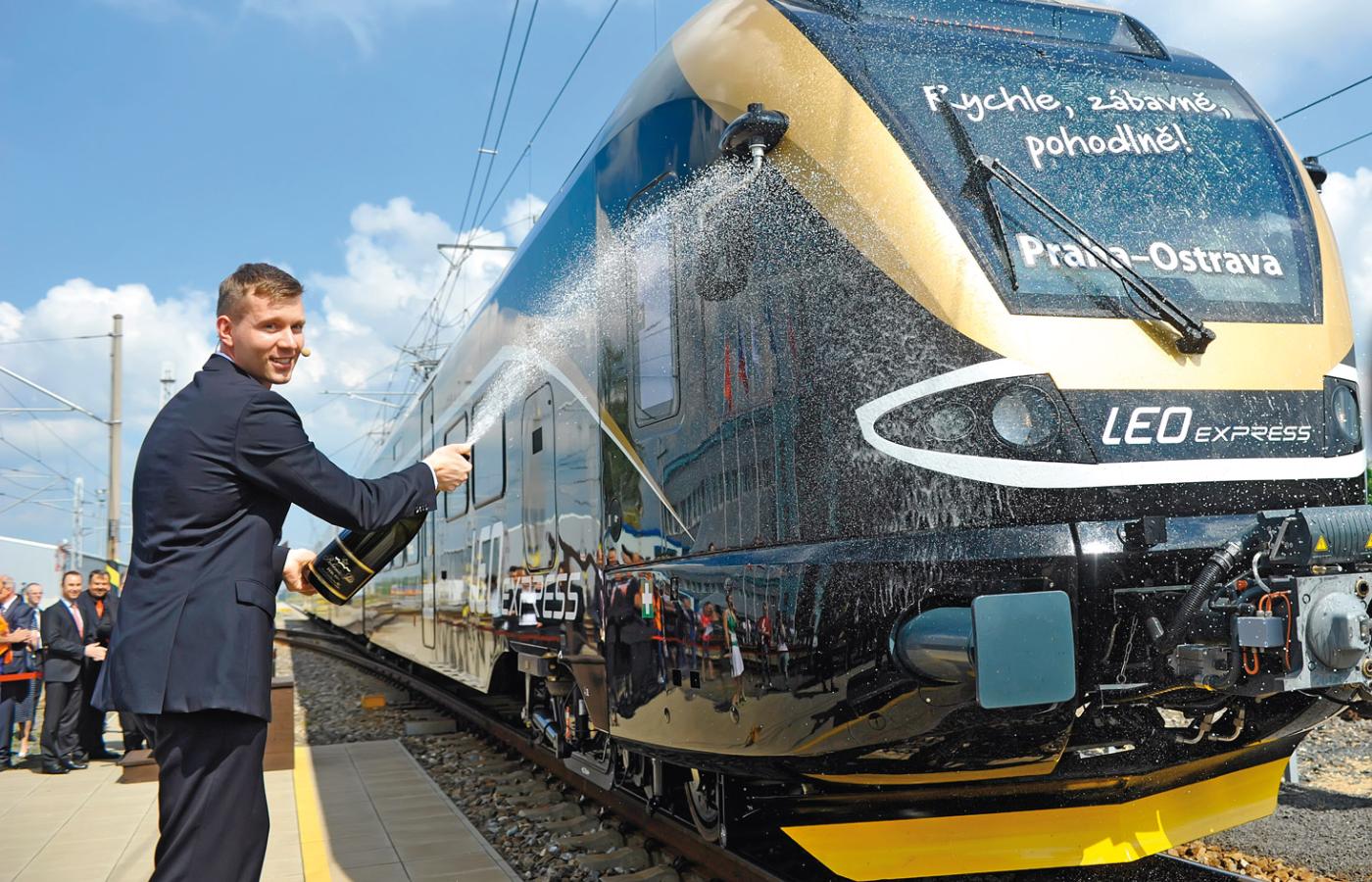 Leoš Novotný, założyciel Leo Express, inauguruje połączenie z Ostrawy do Pragi, maj 2012 r.