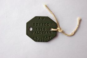 Nieśmiertelnik Waldemara Szwieca, „Robota”, zrzuconego w październiku 1942 r.