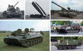 Czołg T-34-85 na poligonie w Skierniewicach, 1957 r. Most BLG-67 podczas ćwiczeń 10. Sudeckiej Dywizji Pancernej, 1988 r. Czołg T-72M1 podczas ćwiczeń
Orion-89 w Drawsku Pomorskim, pierwszych, na które zaproszono obserwatorów z NATO, 1989 r. Opancerzony ciągnik gąsienicowy MT-LB, produkowany
na sowieckiej licencji w latach 1976–90, głównie na eksport Inżynieryjny. System Minowania Kroton podczas defilady w Warszawie, 2016 r. Jeszcze jeden
przedstawiciel licznej rodziny Rosomaków – wóz ewakuacji medycznej WEM, 2014 r.