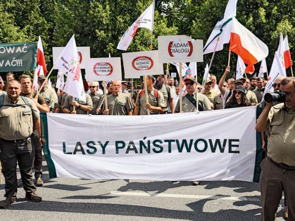 Protest leśników w Warszawie