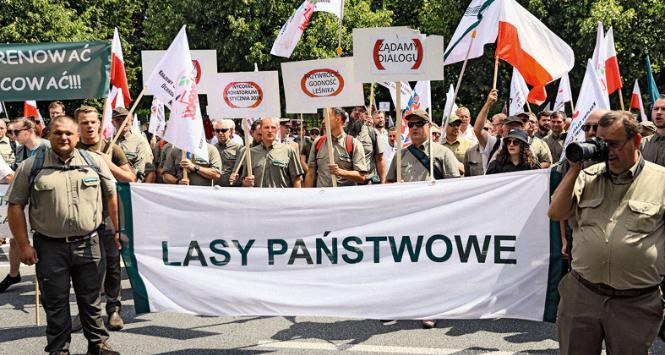 Protest leśników w Warszawie