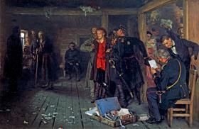 Aresztowanie przez ochranę, obraz olejny na drewnie Ilji Riepina 1880-82 r.