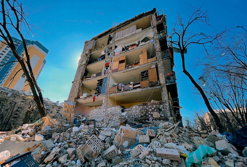 Dzielnica Wynohradar po porannym ostrzale (18 marca br.).