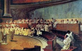 Cyceron przemawiający w Senacie. Cesare Maccari - fresk z 1889 r.