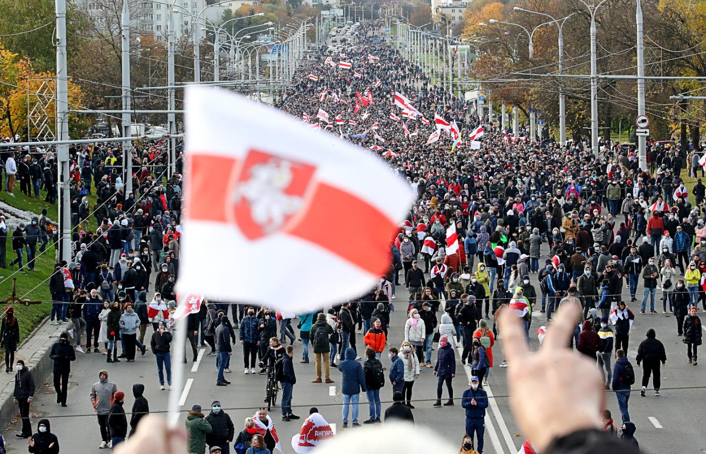 Protest opozycji w Mińsku, październik 2020 r.