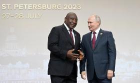 Cyril Ramaphosa i Władimir Putin na szczycie afrykańsko-rosyjskim w Petersburgu, 27 lipca.