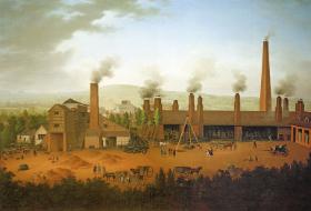 Obraz przedstawiający stalownię Hoesch w Dortmundzie, 1838 r.