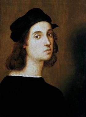 Autoportret Rafaela Santi, fragment obrazu, olej na desce, 1506 r.