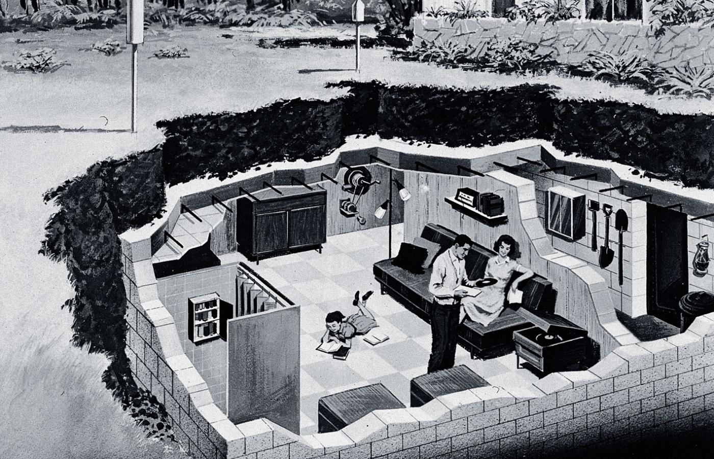 Prospekt podziemnego schronu przeciwatomowego, USA, wczesne lata 60.