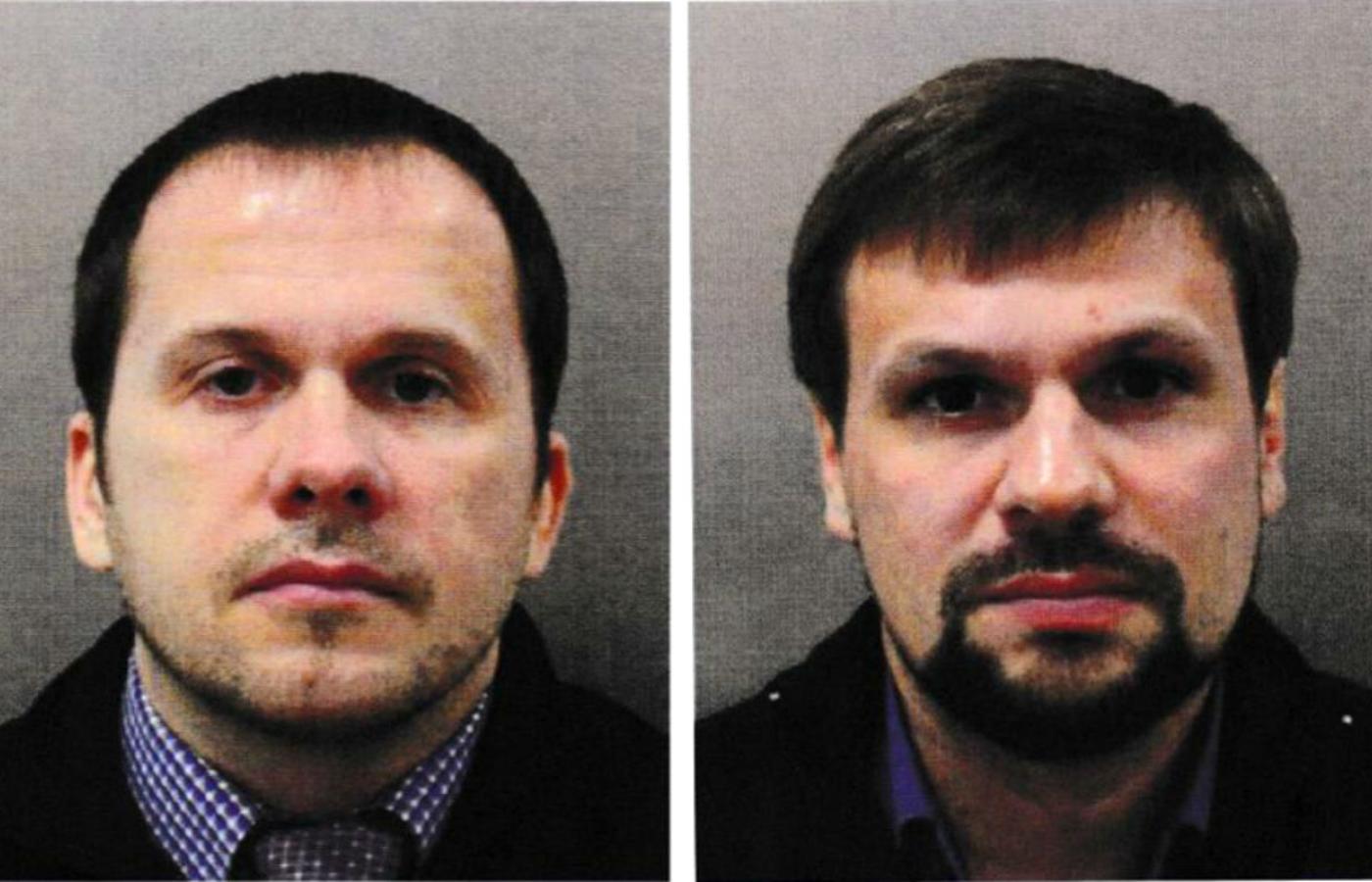 Podejrzani o otrucie Skripalów: od lewej Aleksander Myszkin vel Pietrow oraz pułkownik Anatolij Czepiga vel Boszyrow.