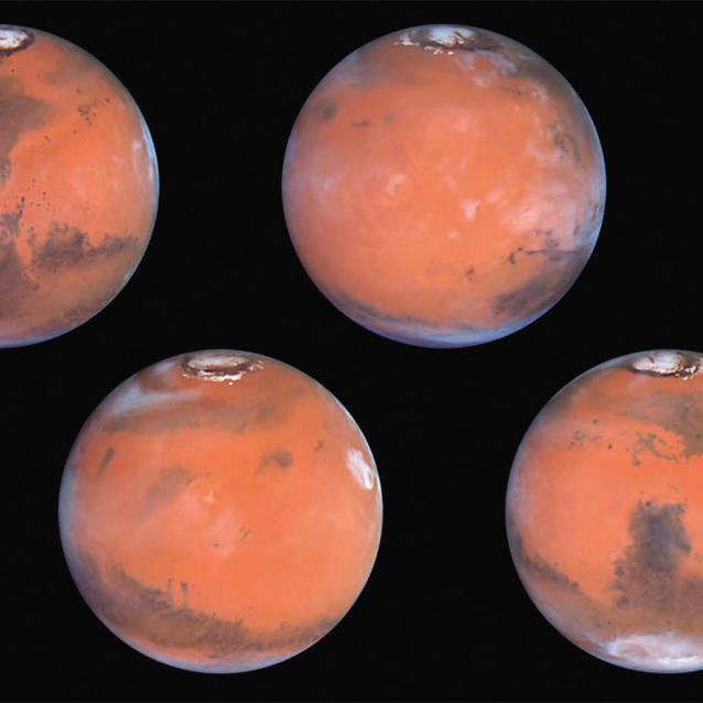 Mars w opozycji z 1999 r. okiem teleskopu Hubble’a.