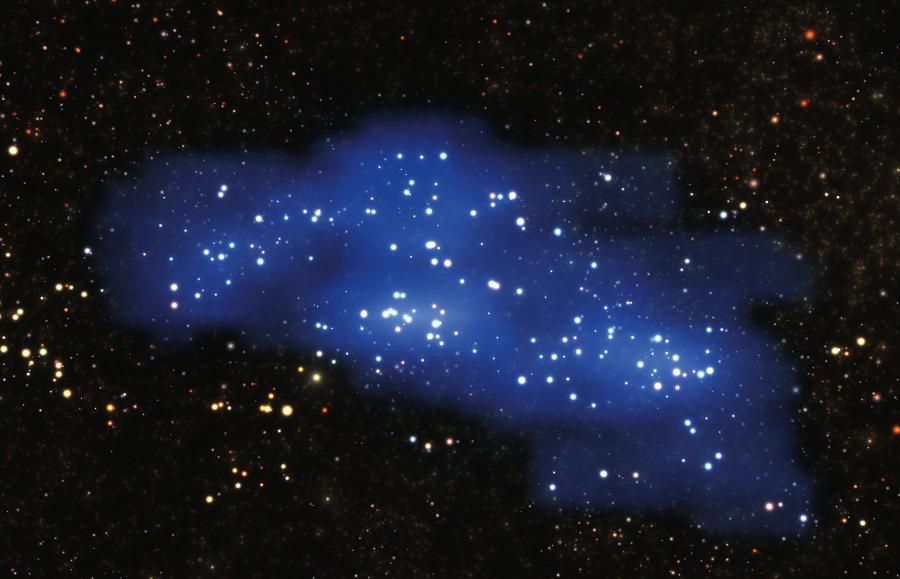 Supergromada Hyperion obserwowana przez Very Large Telescope z Chile. Obraz ukazuje ją ok. 2 mld lat po Wielkim Wybuchu. To największa protosupergromada tamtych czasów.