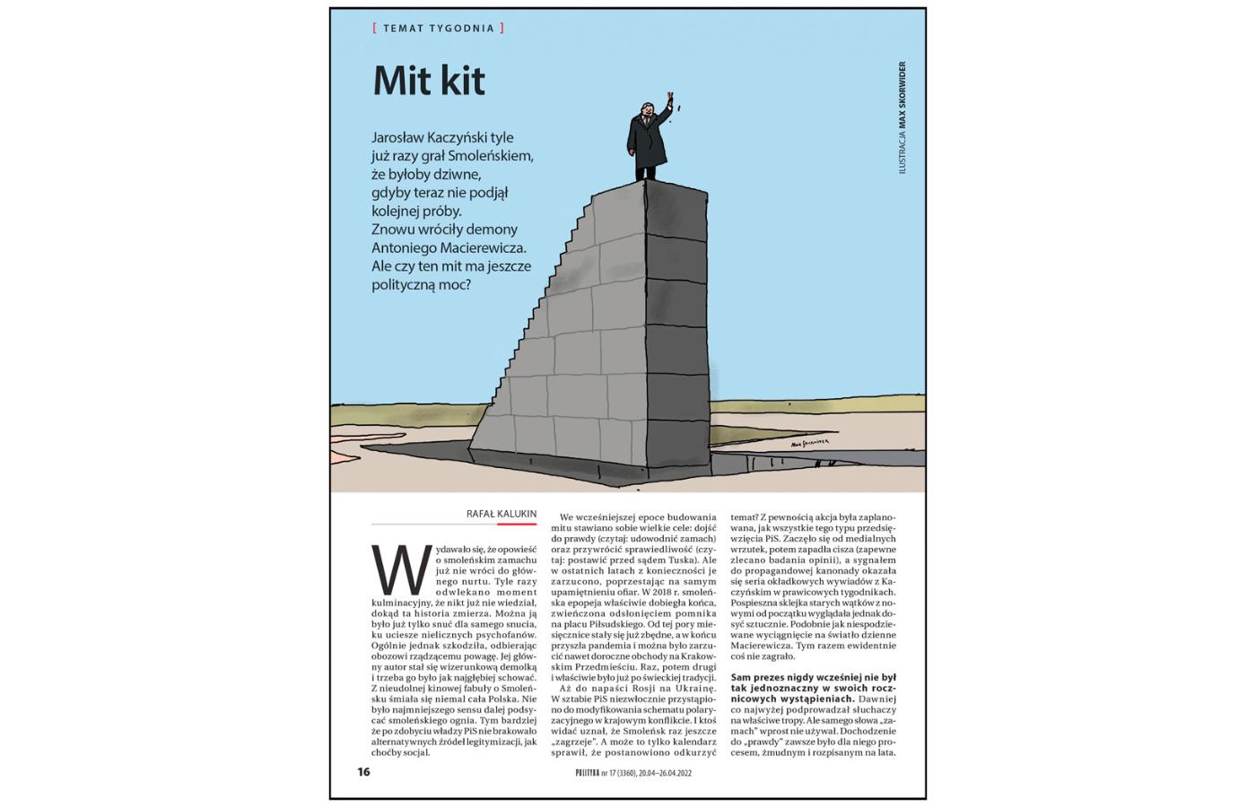 Pierwsza strona artykułu „Mit kit” Rafała Kalukina.