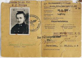 Legitymacja strażacka z czasów wojny Edmunda Baranowskiego, ps. Jur.