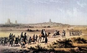 Timbuktu w oddali na obrazie Johanna Martina Berntza, 1853 r.