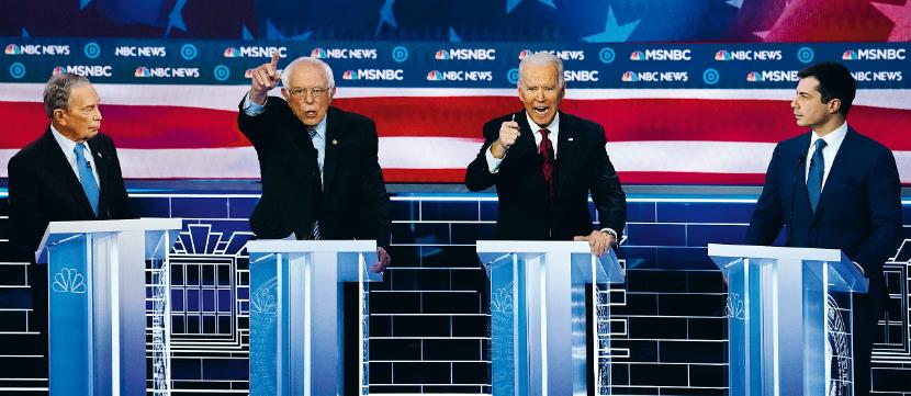 Jedna z debat kandydatów Partii Demokratycznej na prezydenta USA (Las Vegas, 7 lutego br.). Od lewej: Michael Bloomberg, Bernie Sanders, Joe Biden i Pete Buttigieg.