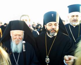 Patriarcha Konstantynopola (z lewej) Bartłomiej I podczas wizyty w Warszawie.