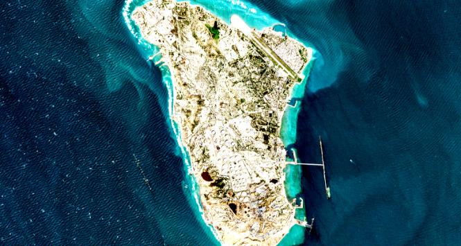 Zdjęcie satelitarne wyspy Chark, 2 marca 2026 r.
