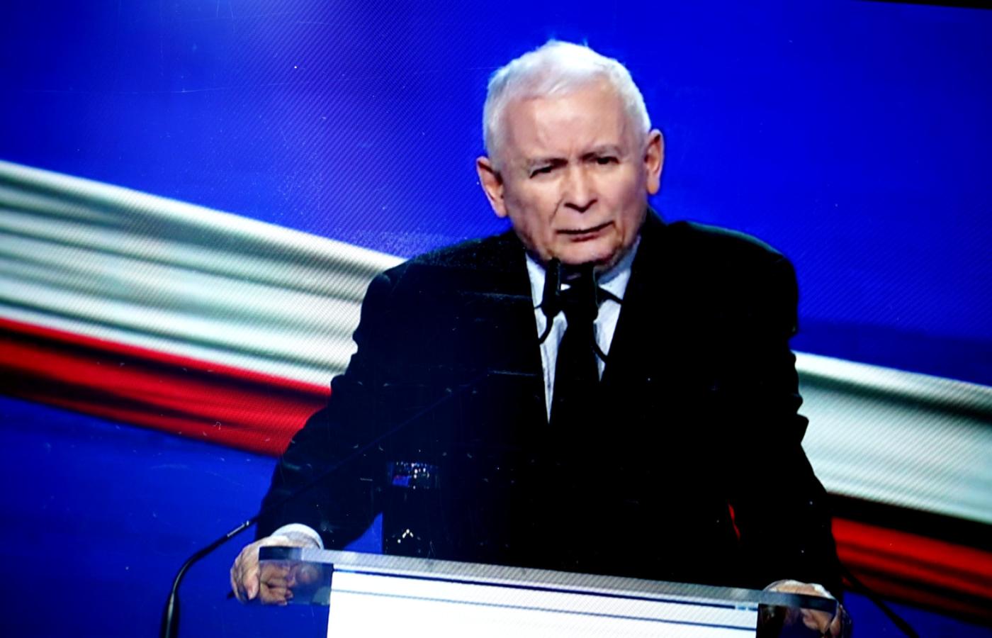 Prezes PiS Jarosław Kaczyński podczas prezentacji Polskiego Ładu