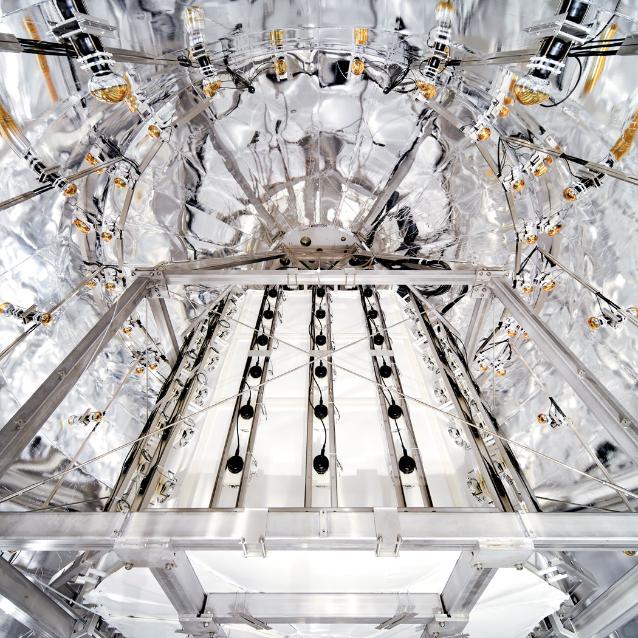 Nie dla neutronów
Jedna z modyfikacji dokonanych w eksperymencie XENON umożliwia wykrywanie swobodnych neutronów, które dają sygnały podobne do tych, jakie daje ciemna materia. Neutrony, emitowane sporadycznie z wykonanych ze stali nierdzewnej ścianek zbiornika wodnego otaczającego detektor albo będące składnikiem promieniowania kosmicznego, mogą dawać fałszywe detekcje. Rzędy fotopowielaczy tworzące ośmiokątną klatkę zanurzoną w zbiorniku z wodą są częścią układu, który pozwoli wykryć każdy przypadek pojawienia się neutronu.