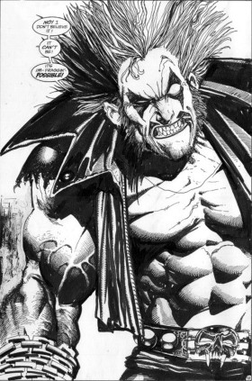Lobo, intergalaktyczny zawiadaka, ostatni czarnianin. Z pierwszego zeszytu miniserii „Lobo”