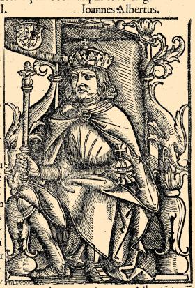 Jan I Olbracht, wizerunek z kroniki Macieja z Miechowa, 1521 r.