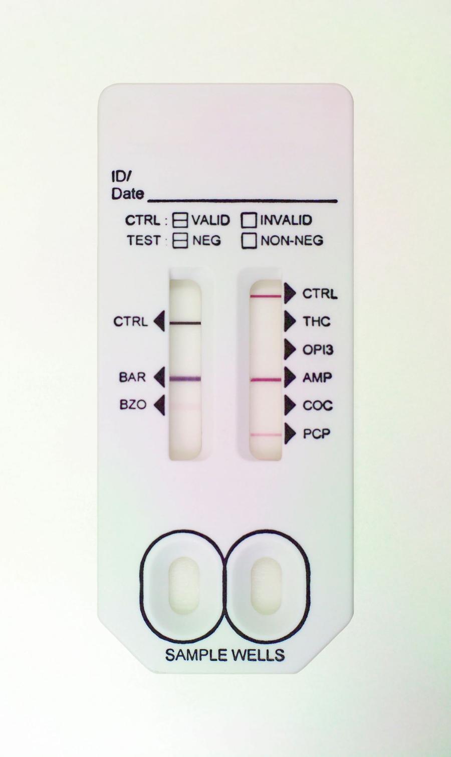 Siedmiominutowy szybki test wykrywający narkotyki (barbiturany, benzodiazepiny, kannabinoidy, opiaty, amfetaminę, kokainę i fencyklidynę).