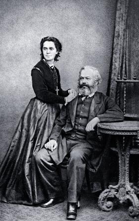 Karol Marks z córką Jenny ubraną jak polska patriotka, styczeń 1869 r., Londyn.