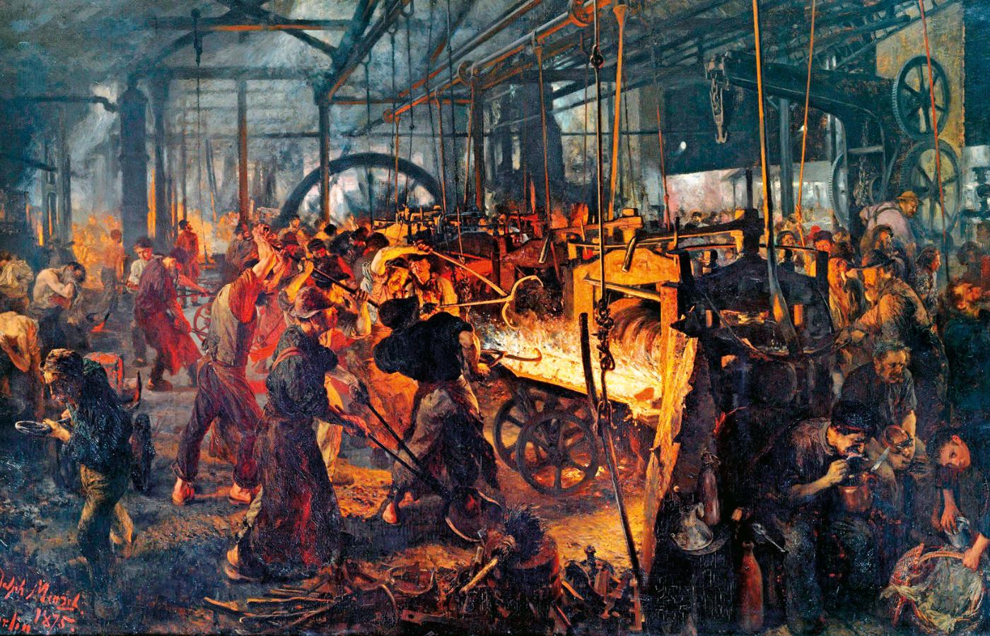 „Walcownia żelaza”, obraz Adolpha Menzela z 1870 r.