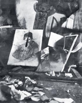 Zniszczona czytelnia Proswitu, fotografia z okresu pacyfikacji.