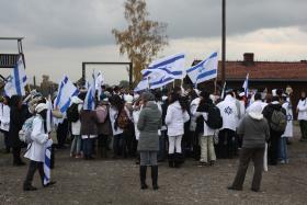 Rabin: do Polski przyjeżdża sporo izraelskich turystów i coraz częściej wychodzą poza typowy schemat: getto, Umschlagplaz. Na fot. izraelska młodzież w schemacie.