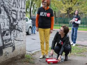 Zamalowywanie mowy nienawiści w ramach kampanii HejtStop, Warszawa, wrzesień 2015 r.
