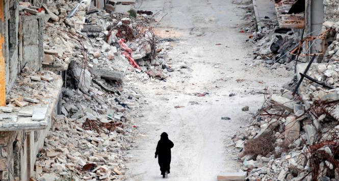 Zniszczone miasto Maaret al-Numan w prowincji Idlib, Syria.