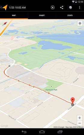 Darmowa aplikacja „Moje trasy”, działa na urządzeniach sterowane systemem operacyjnym Android.