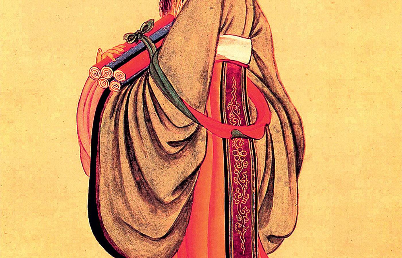Konfucjusz (551-479 p.n.e.), twórca jednej z najważniejszych tradycji Chin i całej Azji Wschodniej. Gwasz z czasów dynastii Qing, XVII w.