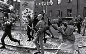 Demonstracja neonazistów w szwedzkim mieście Växjö, 1985 r.