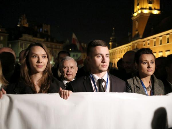 Jarosław Kaczyński podczas manifestacji
