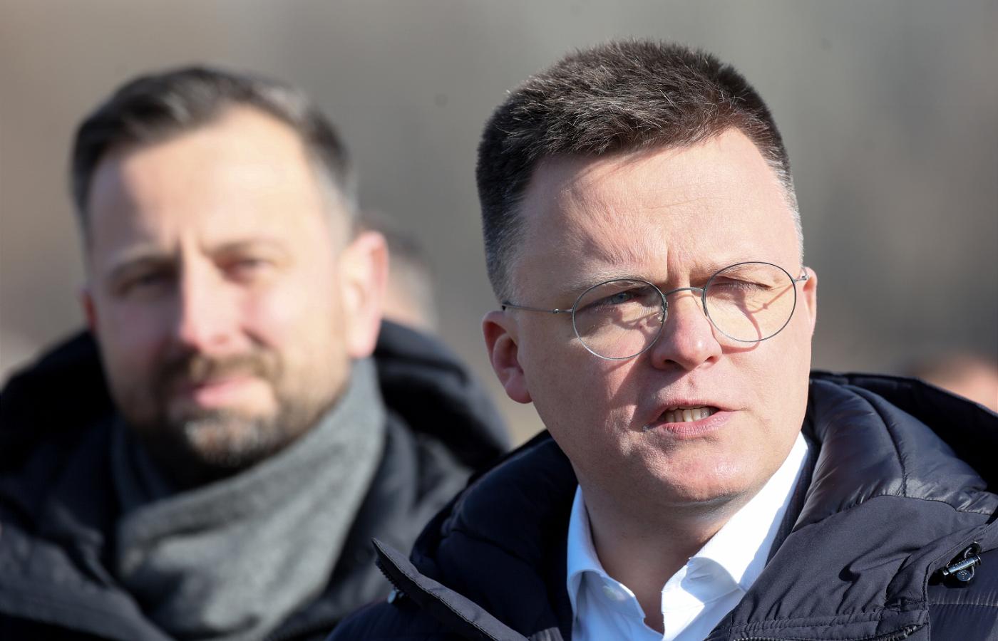 Szymon Hołownia i Władysław Kosiniak-Kamysz, konferencja prasowa 1 marca 2023 r.