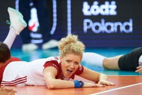 Rozgrzewka przed meczem Polska-Włochy w ramach Mistrzostw Europy w piłce siatkowej. Łódź, sierpień 2019