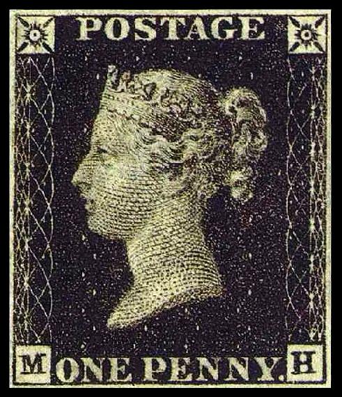 Czarny Pens (Penny Black), czyli pierwszy samoprzylepny znaczek pocztowy, jaki widział świat.