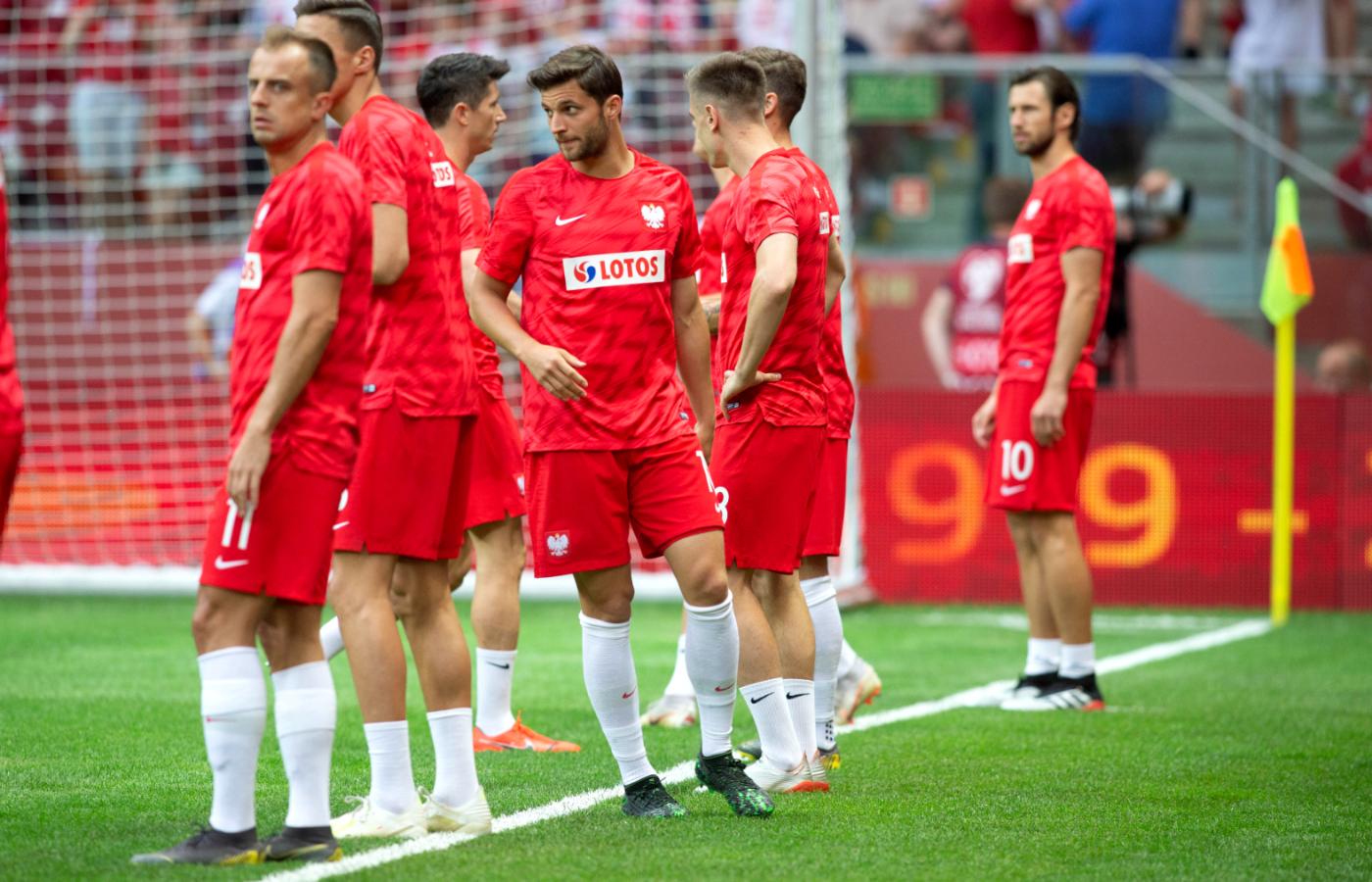 Reprezentacja Polski przez meczem z Izraelem w Warszawie w czerwcu 2019 r.