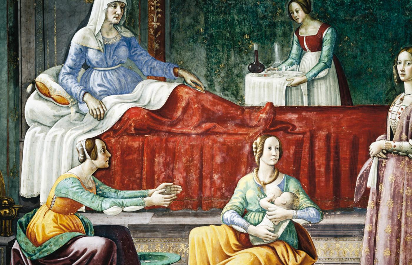 Fragment obrazu „Narodziny św. Jana”, XV w., malował Domenico Ghirlandaio.