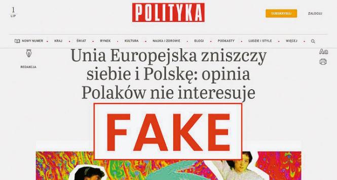 Strona podszywająca się pod portal „Polityki”