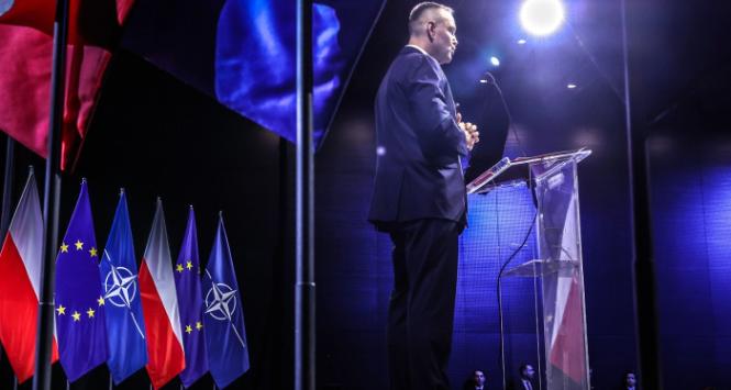 Prezydent Karol Nawrocki podczas odprawy rozliczeniowo–zadaniowej kierownictwa Ministerstwa Obrony Narodowej w Cytadeli Warszawskiej 25 lutego 2026 r.