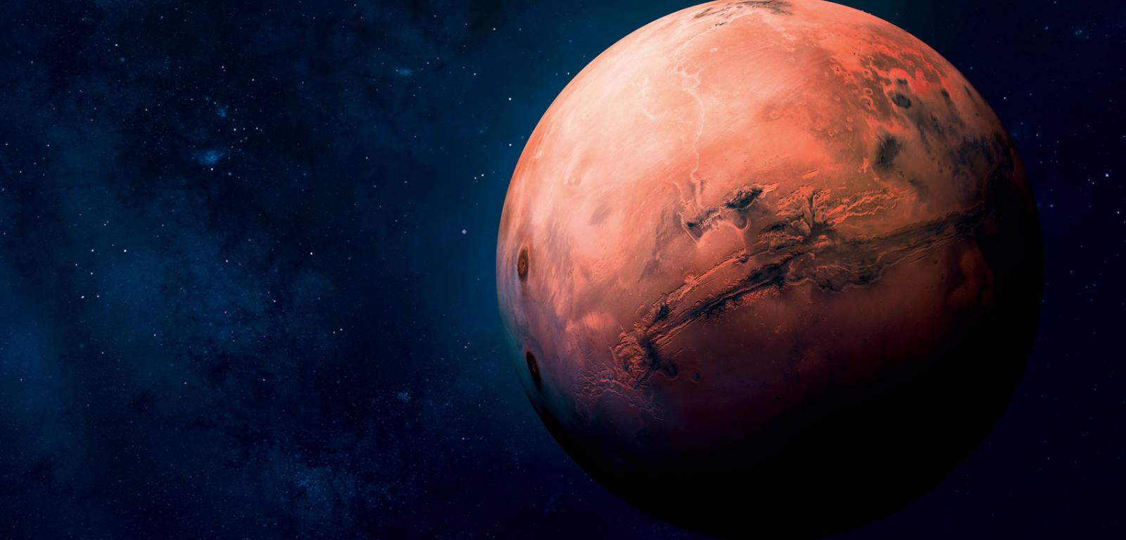 Mars – wizja artystyczna (z wykorzystaniem obrazów NASA).