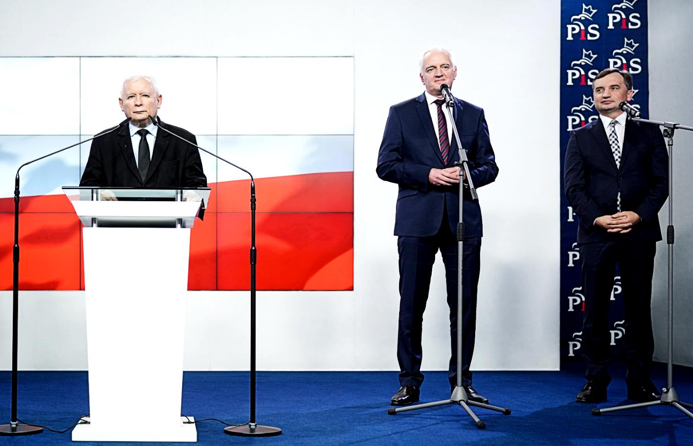 Liderzy Zjednoczonej Prawicy: Jarosław Kaczyński, Jarosław Gowin i Zbigniew Ziobro