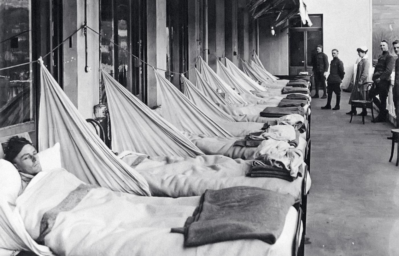 Epidemia grypy-hiszpanki, szpital amerykański we Francji, 1918/1919 r.