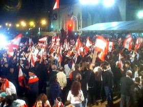 Demonstracja - Cedrowa rewolucja. Plac Męczenników po śmierci Harirego. Luty 2005. Fot. Marzena Zielińska - Schemaly